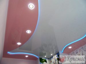 Двухуровневый потолок в детскую со светодиодной подсветкой